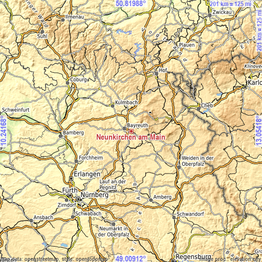 Topographic map of Neunkirchen am Main
