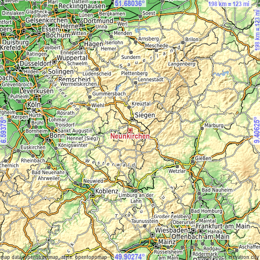 Topographic map of Neunkirchen