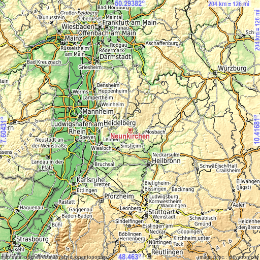 Topographic map of Neunkirchen