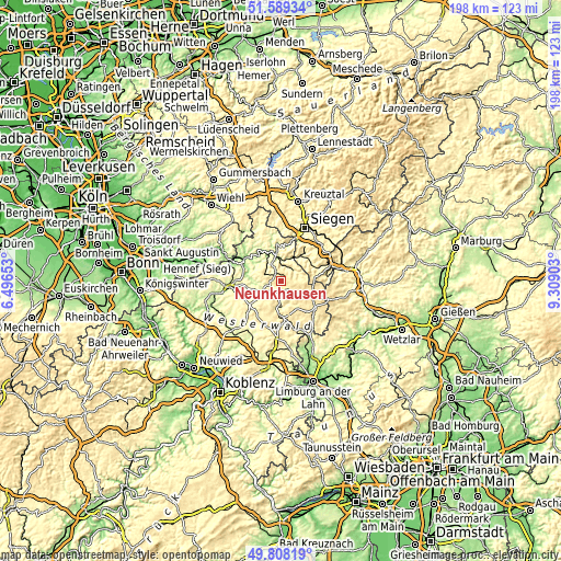 Topographic map of Neunkhausen