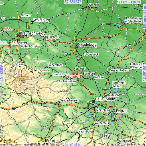 Topographic map of Neundorf