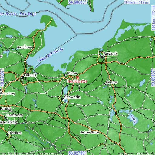 Topographic map of Neukloster