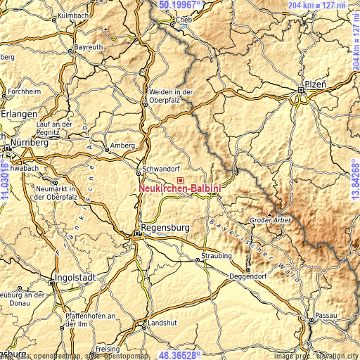 Topographic map of Neukirchen-Balbini