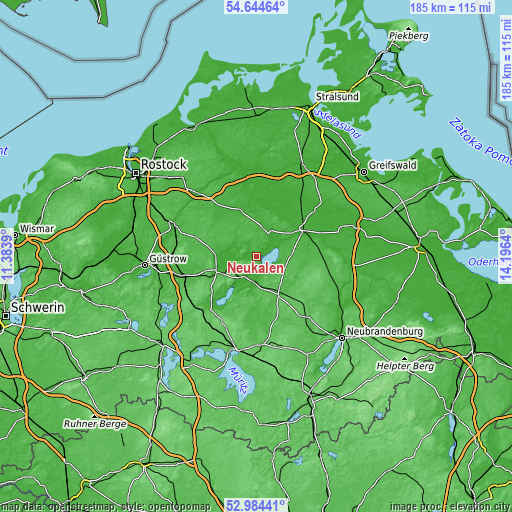 Topographic map of Neukalen