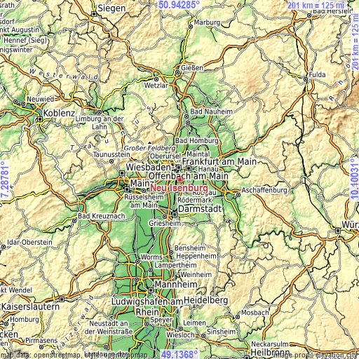Topographic map of Neu Isenburg