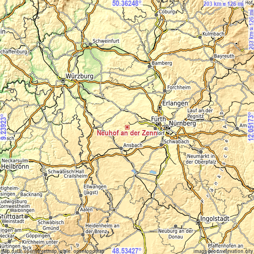 Topographic map of Neuhof an der Zenn