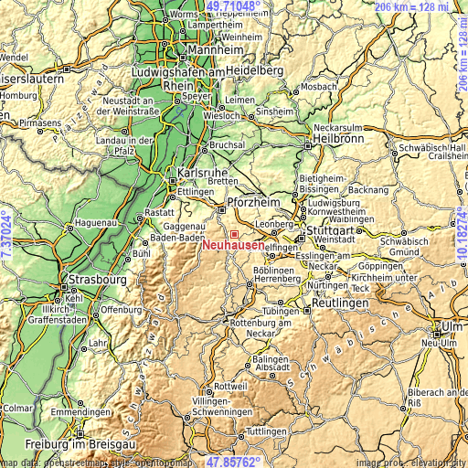 Topographic map of Neuhausen