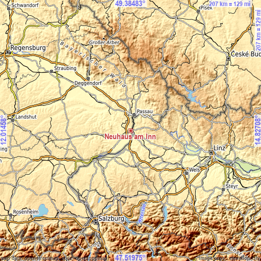 Topographic map of Neuhaus am Inn