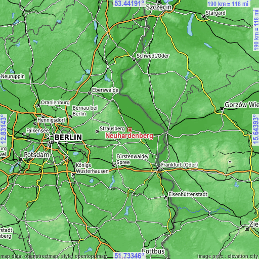 Topographic map of Neuhardenberg