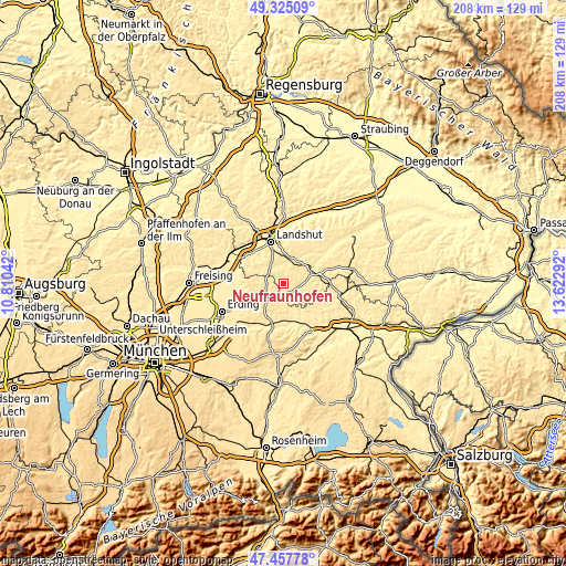 Topographic map of Neufraunhofen