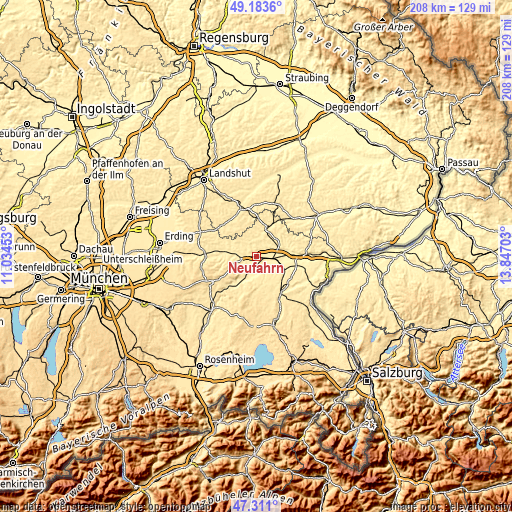 Topographic map of Neufahrn