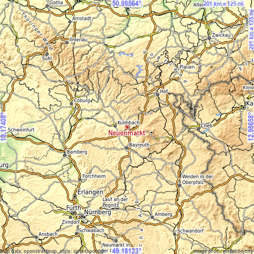 Topographic map of Neuenmarkt