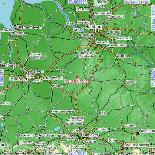 Topographic map of Neuenkirchen