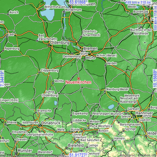 Topographic map of Neuenkirchen