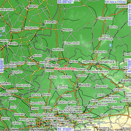 Topographic map of Neuenkirchen