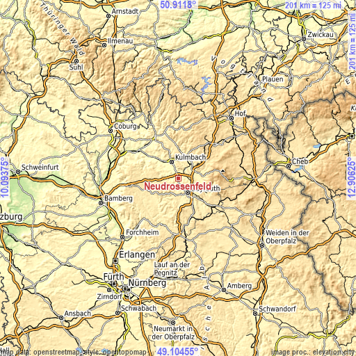 Topographic map of Neudrossenfeld