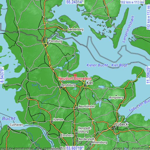 Topographic map of Neudorf-Bornstein