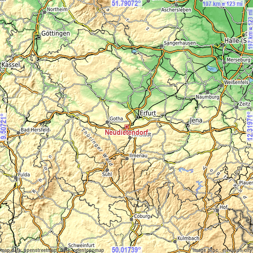Topographic map of Neudietendorf
