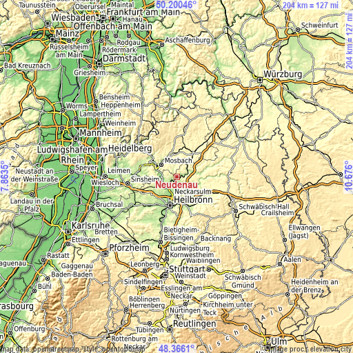 Topographic map of Neudenau