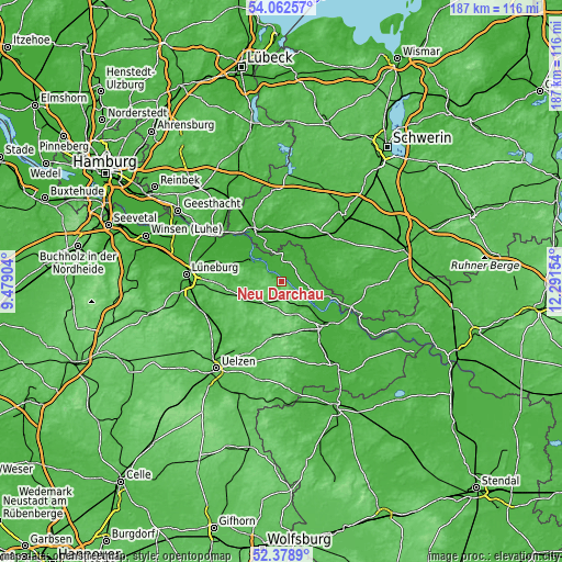 Topographic map of Neu Darchau