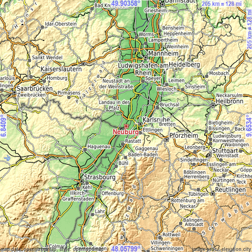 Topographic map of Neuburg