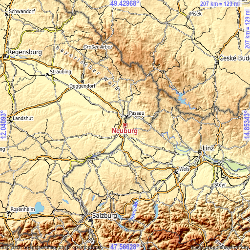 Topographic map of Neuburg