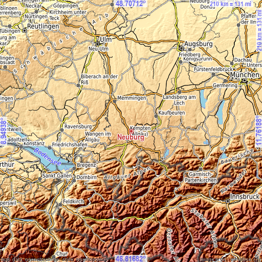 Topographic map of Neuburg