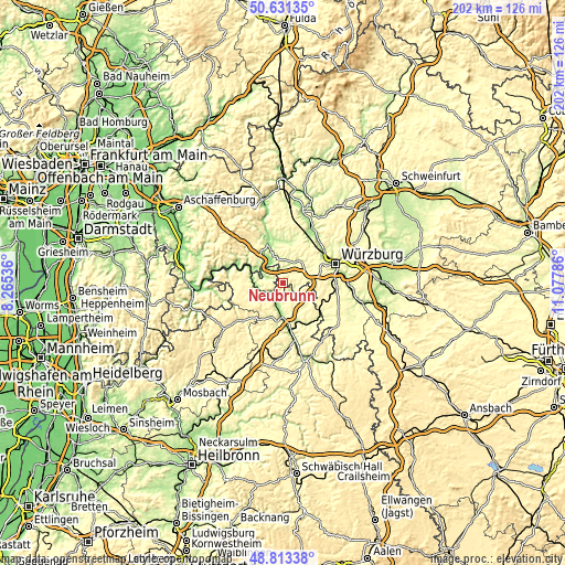 Topographic map of Neubrunn