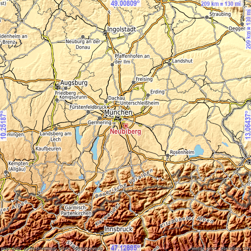 Topographic map of Neubiberg