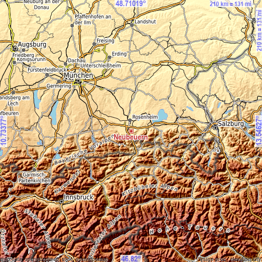 Topographic map of Neubeuern