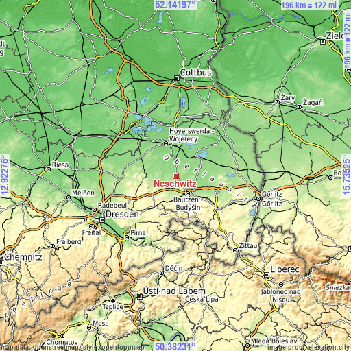 Topographic map of Neschwitz