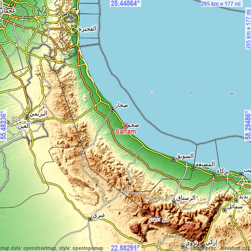 Topographic map of Şaḩam