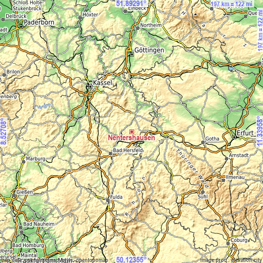 Topographic map of Nentershausen