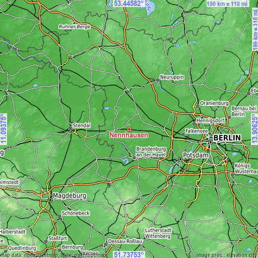 Topographic map of Nennhausen