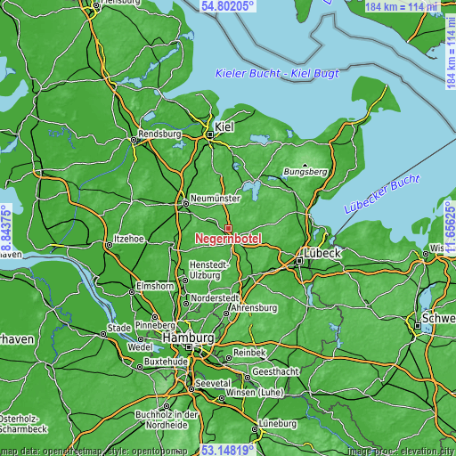 Topographic map of Negernbötel