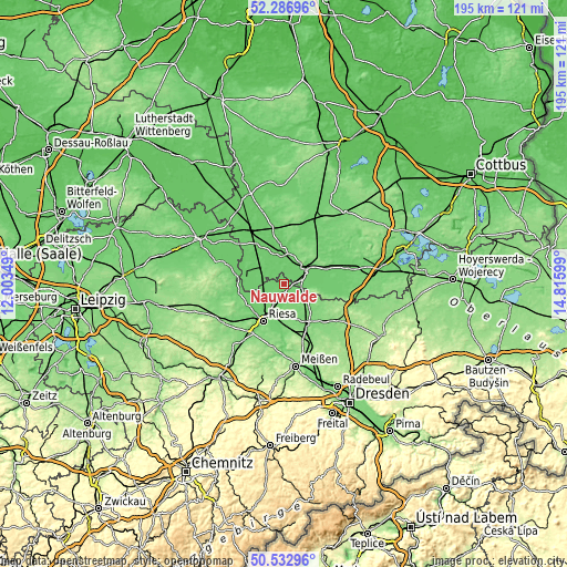 Topographic map of Nauwalde