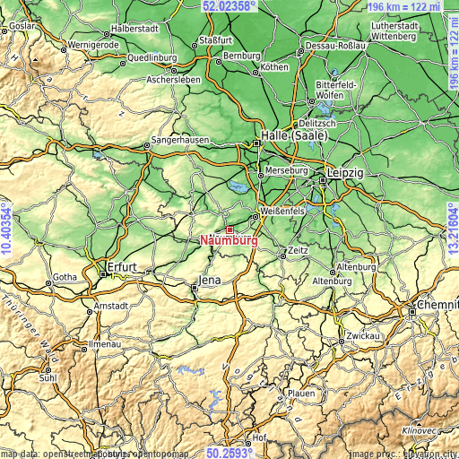 Topographic map of Naumburg