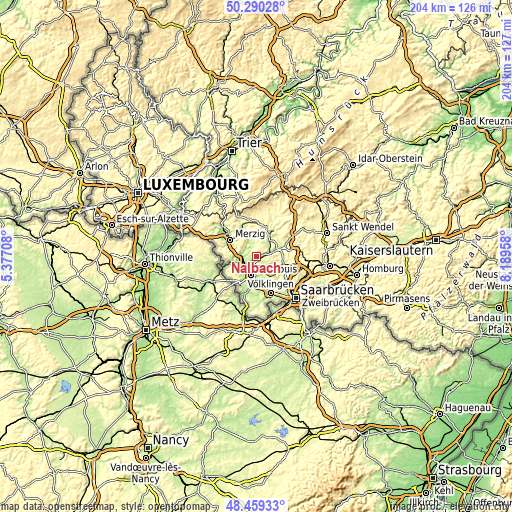 Topographic map of Nalbach