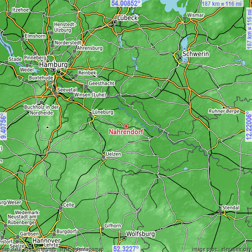 Topographic map of Nahrendorf