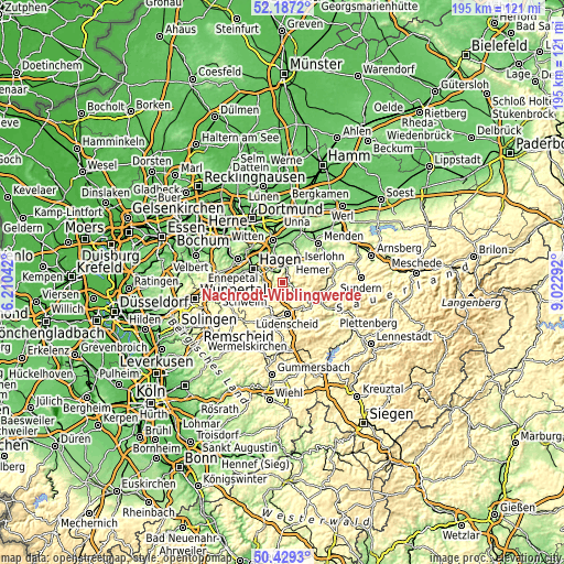 Topographic map of Nachrodt-Wiblingwerde