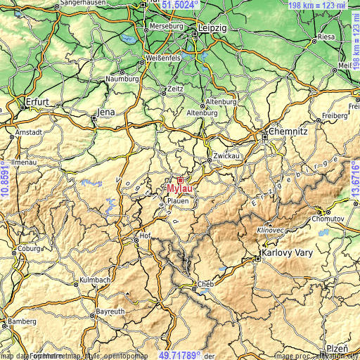 Topographic map of Mylau