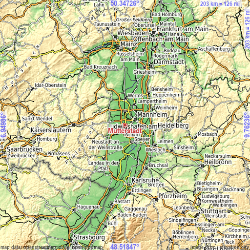 Topographic map of Mutterstadt