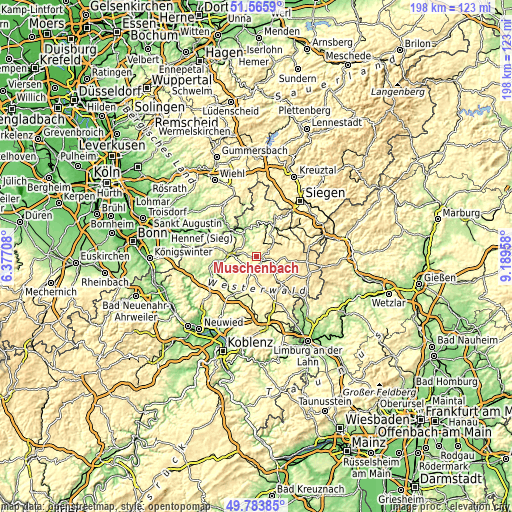 Topographic map of Müschenbach