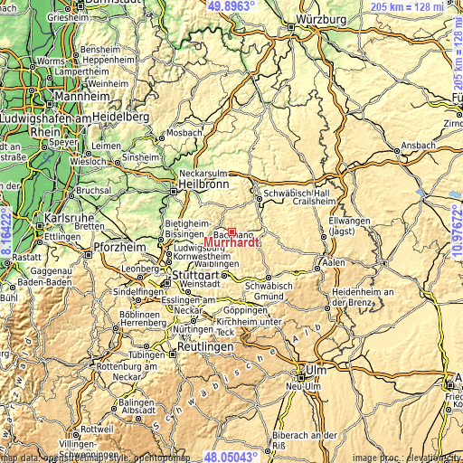 Topographic map of Murrhardt