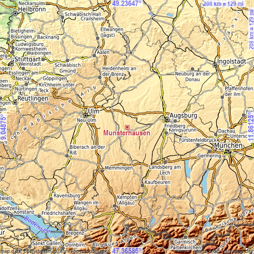 Topographic map of Münsterhausen