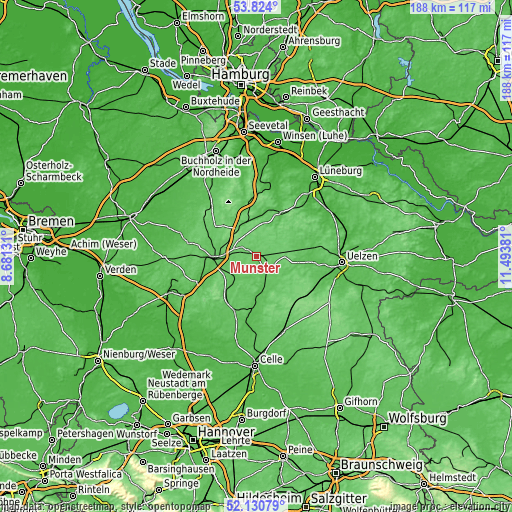 Topographic map of Munster