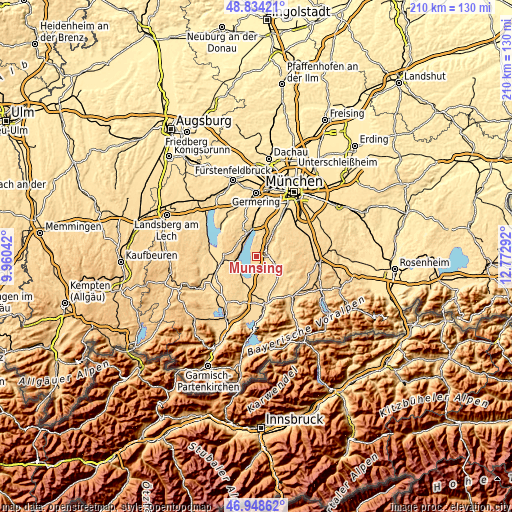 Topographic map of Münsing