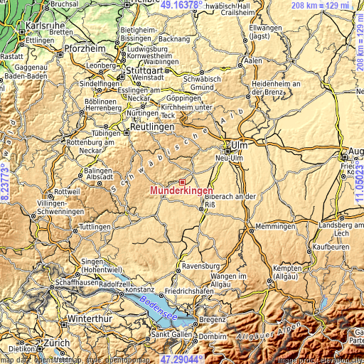 Topographic map of Munderkingen