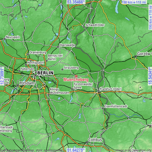 Topographic map of Müncheberg