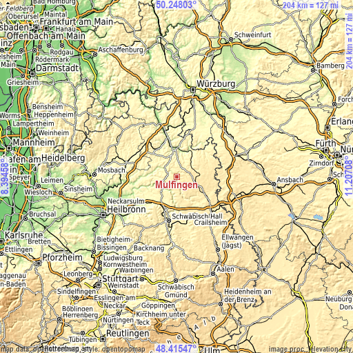 Topographic map of Mulfingen